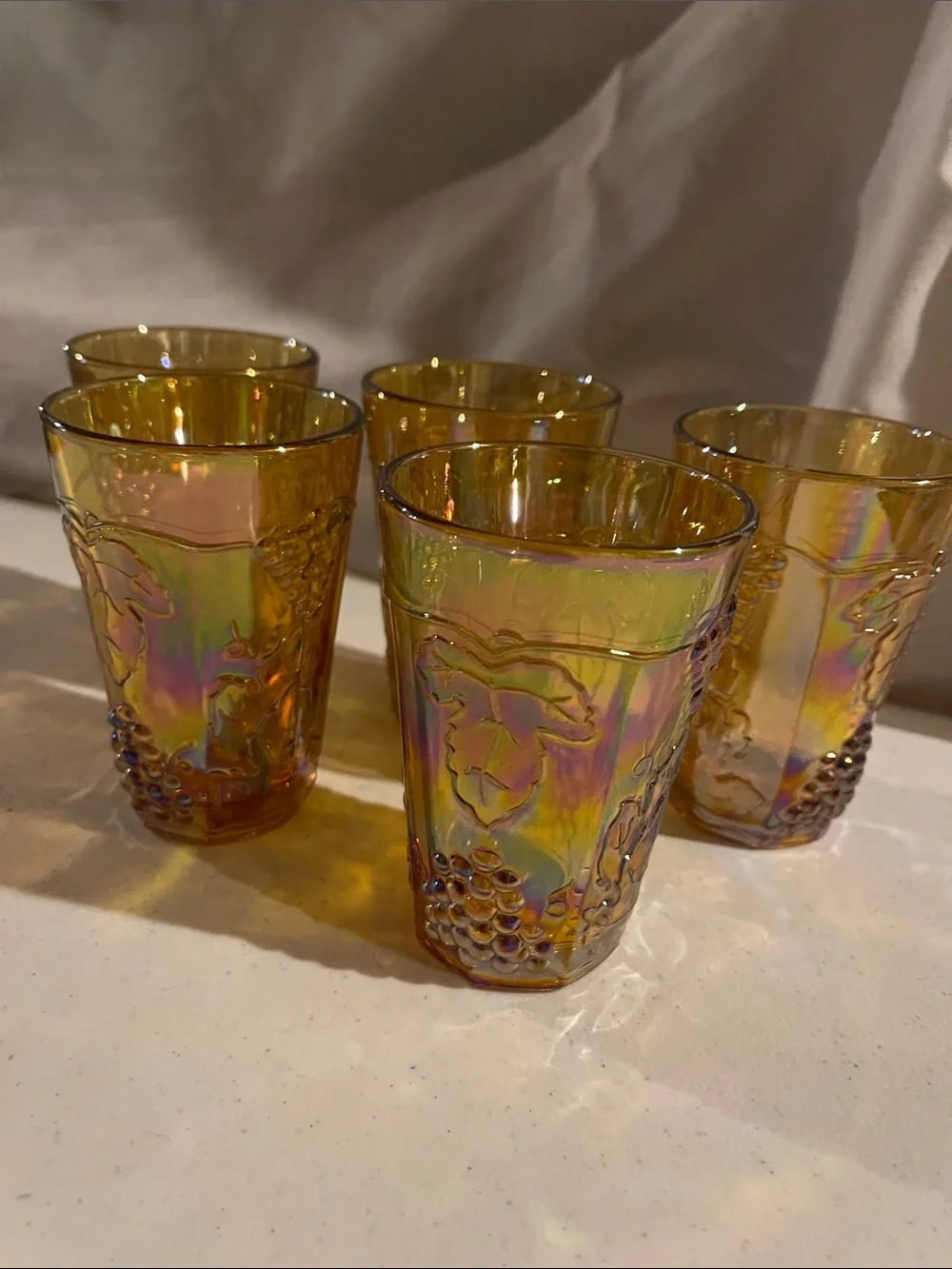 Iridescent Amber Glass Tumbler Set - 6 Pieces